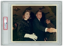 Original 10 x 8 Photo of John and Jackie Kennedy Taken by Cecil W. Stoughton the Night Before the Assassination -- Encapsulated & Authenticated by PSA as Type I Photograph